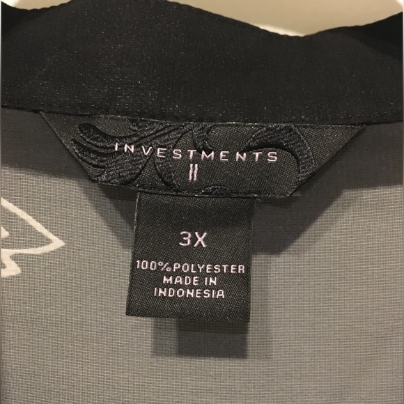 Investments II Sheer, Black Floral Blouse / Sz 3X - Picture 2 of 3